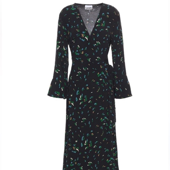 GANNI floral Wrap midi dress - Picture 4 of 7